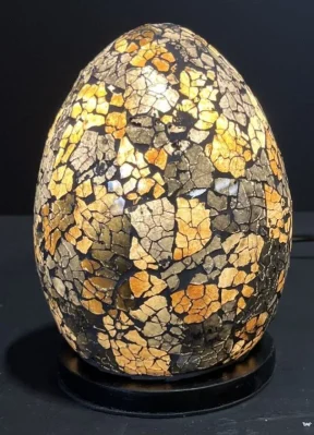 Mozaiek lamp glas bruin /goud Ei