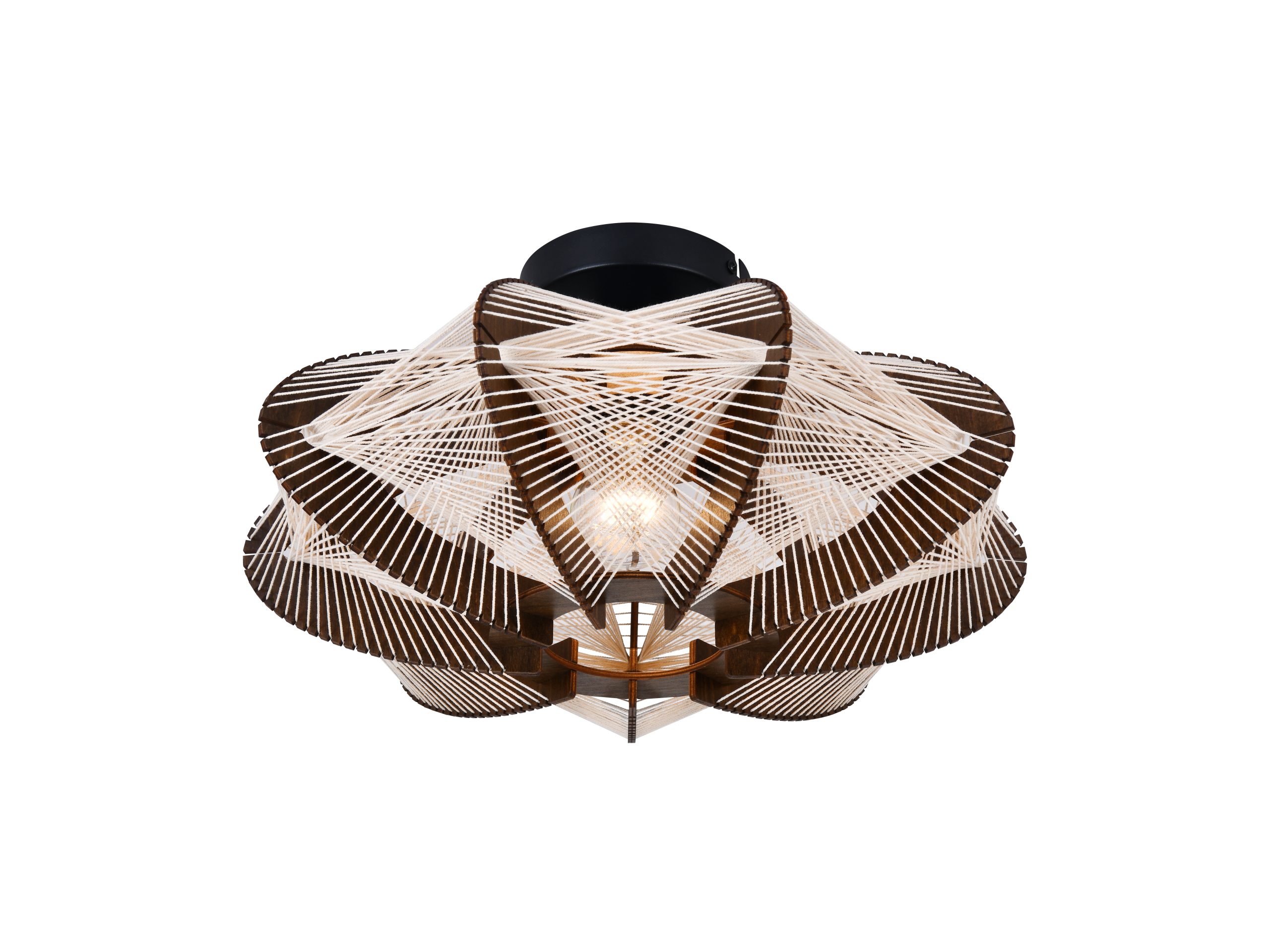 ETH Jessica Plafonniere / Wandlamp 1 lichts Walnut/Zwart 40cm