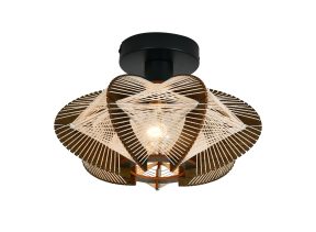 ETH Jessica Plafonniere / Wandlamp 1 lichts Walnut/Black 30cm