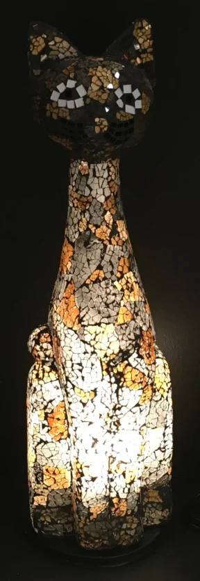 Kattenlamp 60cm hoog bruin /goud