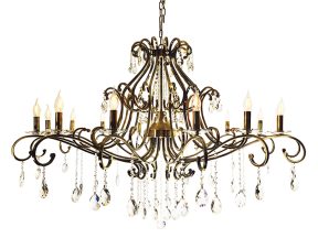 Kroonluchter 14 lichts brons incl kristalglas 140 cm