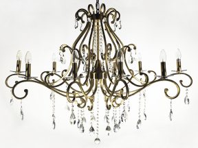 Kroonluchter 10 lichts messing ovaal incl cristal glas 120 x 75 cm