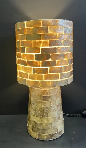 Paddenstoelvormige gouden parelmoerlamp 40cm hoog