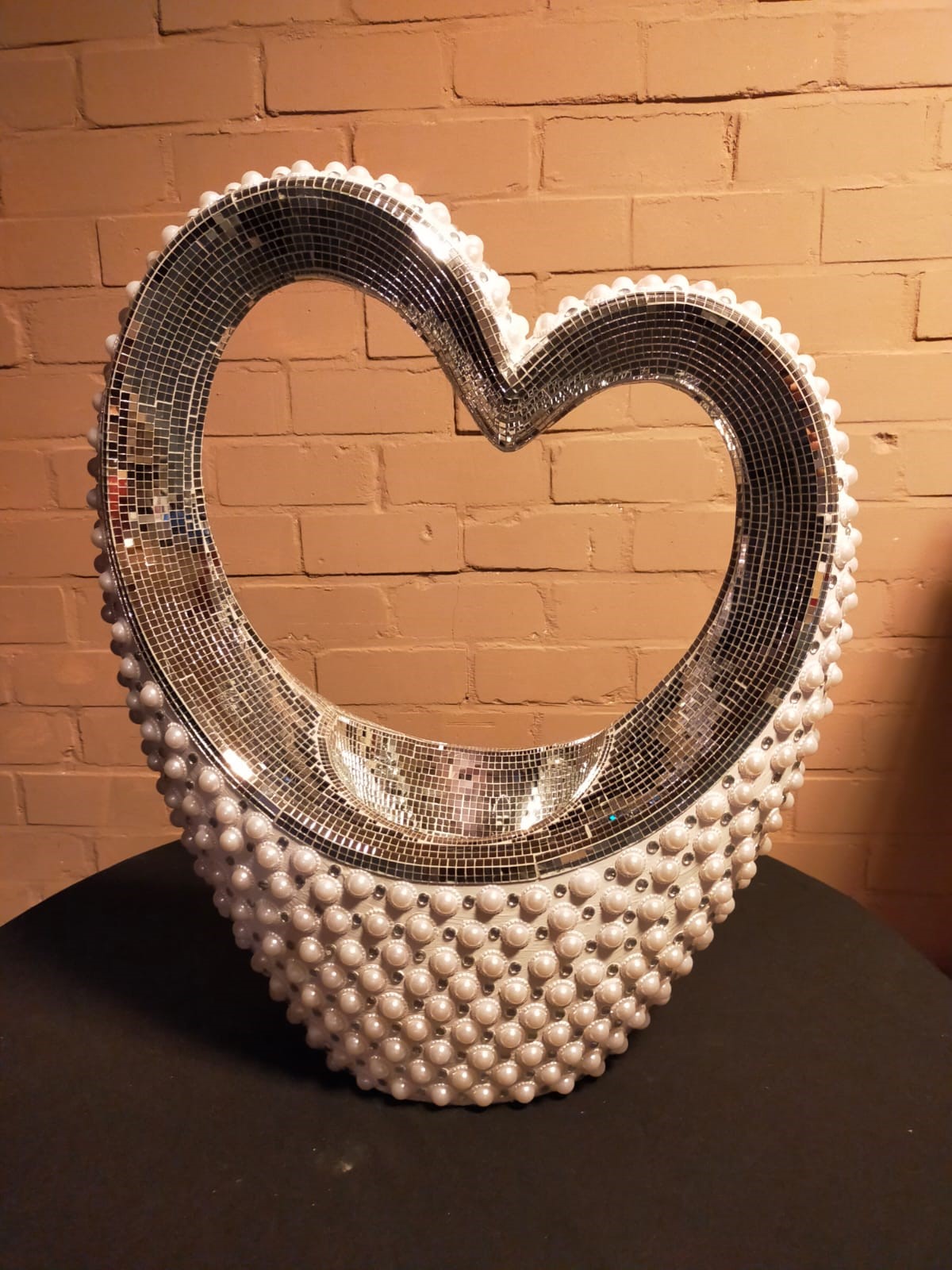 Impressionisme suiker ondeugd Vaas in hart vorm met parels en spiegeltjes 61 cm hoog - SLS Verlichting